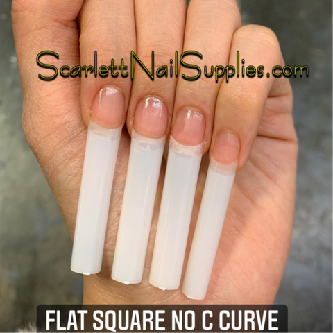 Flattened XXL Square Straight No C Curve Nail Tips - C Curve Nails