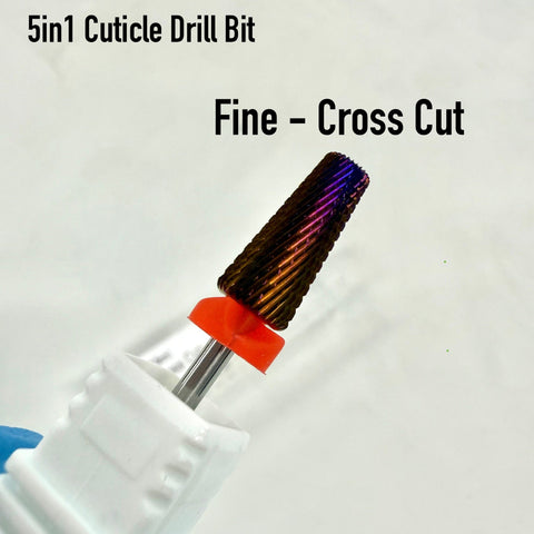 3/32" Purple 5in1 Cuticle Tungsten Carbide Nail Drill Bit - Medium / Fine