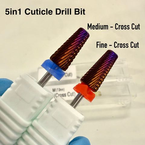 3/32" Purple 5in1 Cuticle Tungsten Carbide Nail Drill Bit - Medium / Fine