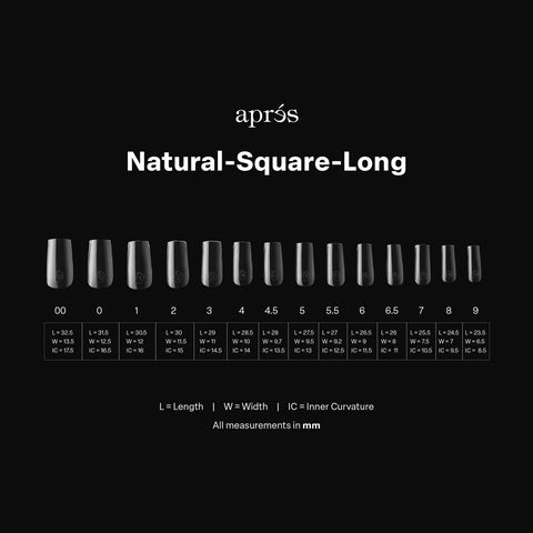 APRES GEL-X NATURAL SQUARE LONG BOX OF TIPS - PRO (600PCS)