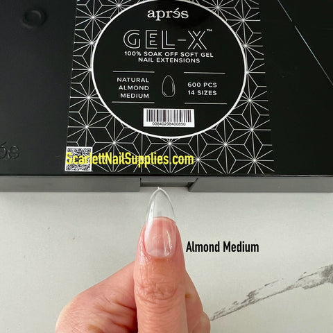 APRES GEL-X NATURAL ALMOND MEDIUM BOX OF TIPS - PRO (600PCS)