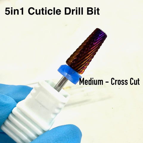 3/32" Purple 5in1 Cuticle Tungsten Carbide Nail Drill Bit - Medium / Fine