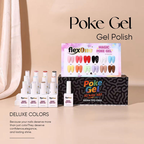 [NEW 2026] Set 12 Colors Poke Gel Design + Free 2 Base Poke Gel - Bubble Gel