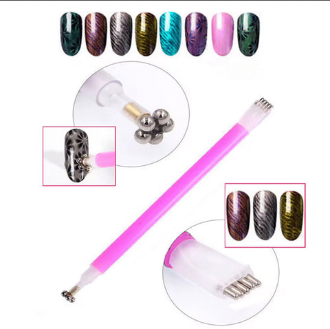 Flower Magnet Cat Eye Nail Design