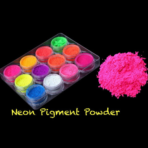 Set 12 colors NEON Pigment Powder for Nail Design