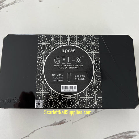 APRES GEL-X NATURAL SQUARE MEDIUM BOX OF TIPS - PRO (600PCS)