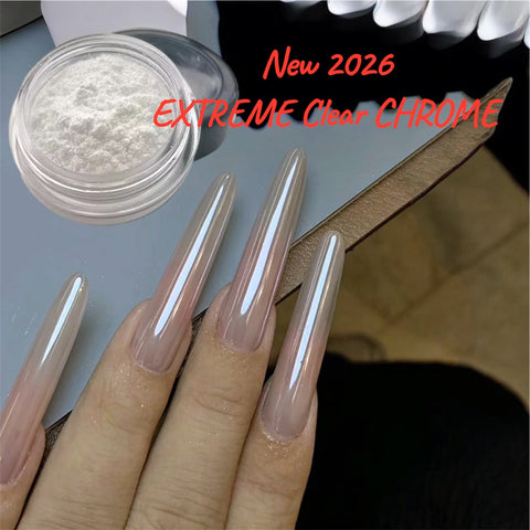 NEW 2026 - EXTREME Clear Chrome Powder Nail Art