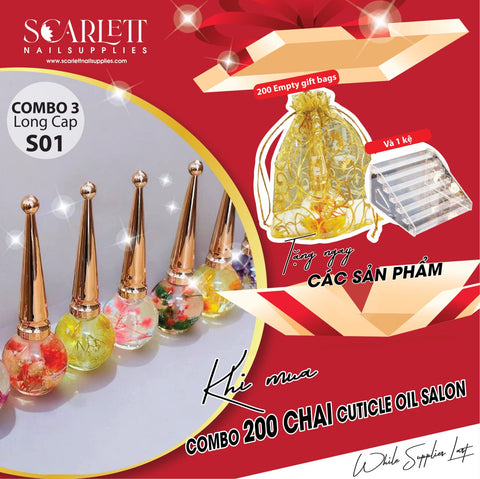 NEW 2026 - COMBO CUTICLE OIL GIFT set - 200 bottles FREE 200 bags + Rack or 10pcs Gold Oil