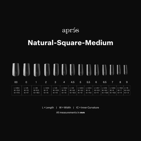 APRES GEL-X NATURAL SQUARE MEDIUM BOX OF TIPS - PRO (600PCS)