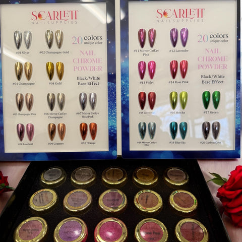 NEW 2025 Chrome Pigment - Set 20 Colors Solid Chrome for Nails Design
