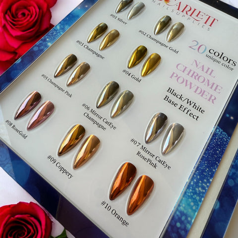 NEW 2025 Chrome Pigment - Set 20 Colors Solid Chrome for Nails Design