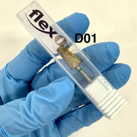 Professional nail drill bit with cross-cut diamond grooves for safe gel removal. Tapered Bit