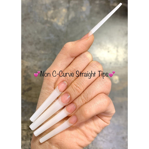 Non C-Curve XXL Coffin Straight Nail Tips Natural Color
