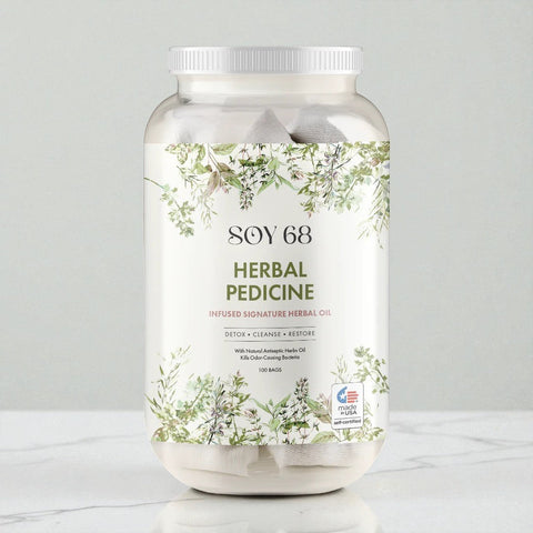 Herbal Foot Soak Pouches – Antifungal & Deodorizing 100-Bag Jar for Professional Pedicure Use