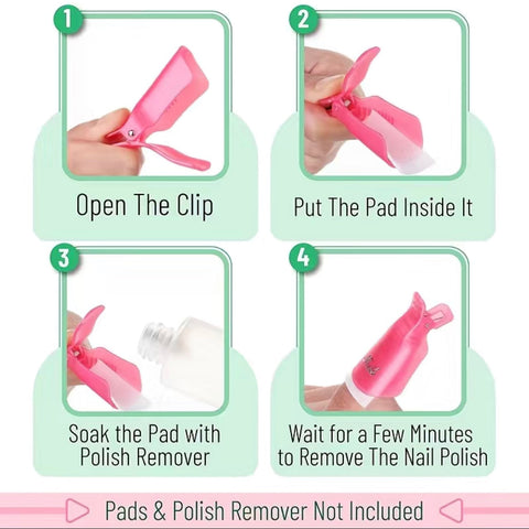 Nail Polish Remover Clips, 10 Pcs Reusable Soak Off Gel Plastic Nail Art Soak Off Clip Caps UV Gel Polish Removal
